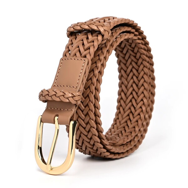 Womens Braided Belt in PU Leather