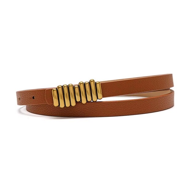 Womens Gold Special Buckle Pu Belt
