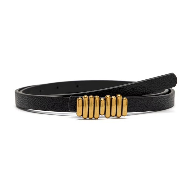 Womens Gold Special Buckle Pu Belt