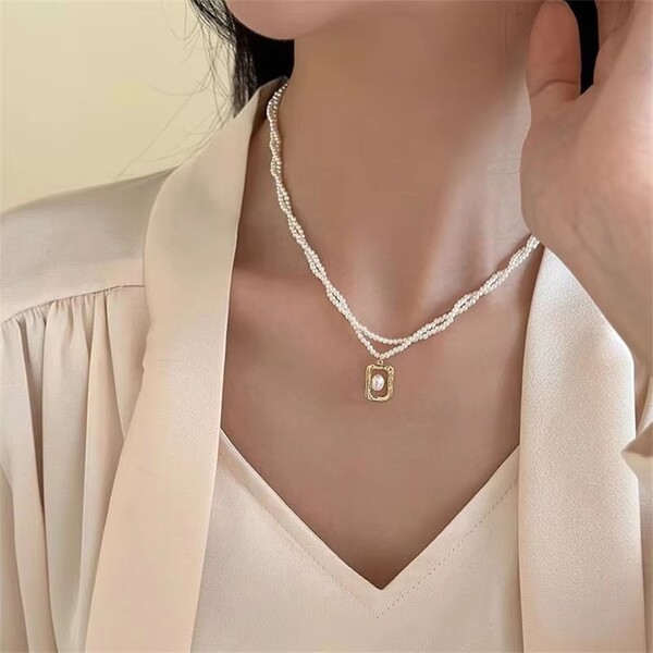 Simple Double Layer Imitation Pearl Necklace