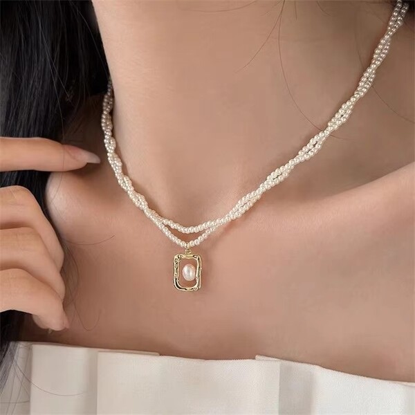 Simple Double Layer Imitation Pearl Necklace