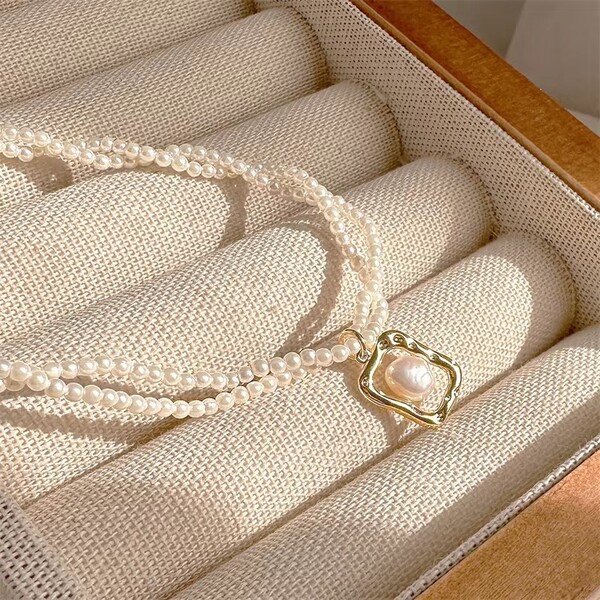 Simple Double Layer Imitation Pearl Necklace