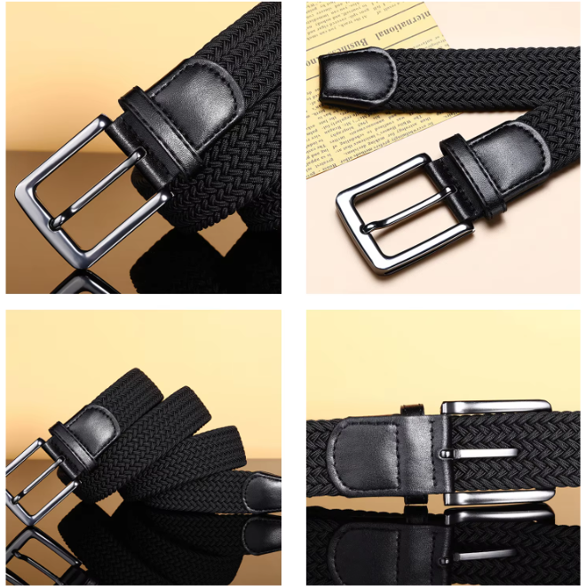 Casual Fashionable Stretch Fabric Woven Braided Elastic Belt For Men