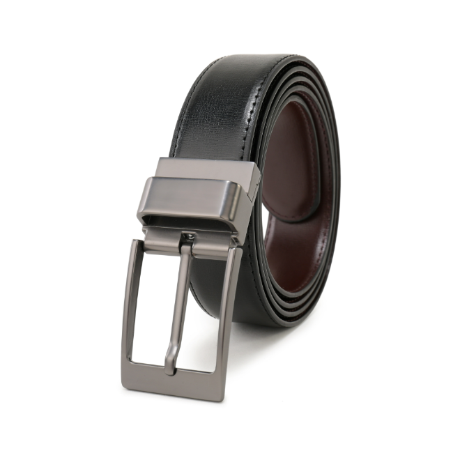 Reversible Genuine Leather Belts for Men with Rotated Buckle