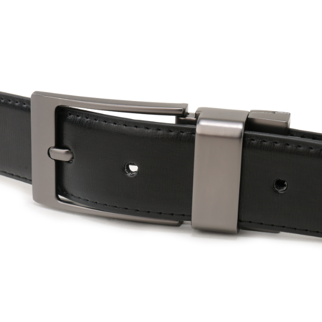 Reversible Genuine Leather Belts for Men with Rotated Buckle