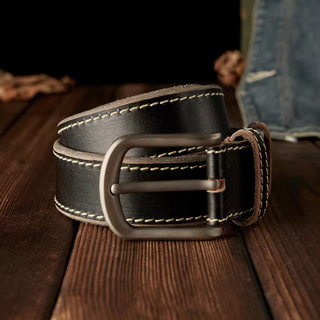 Handmade Genuine Leather Belt With Alloy Pin Buckle